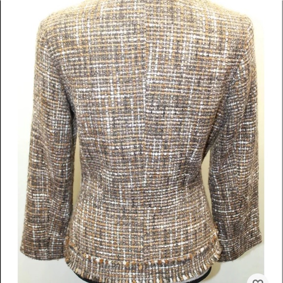 Perry Ellis Tweed Women Brown Blazer Size 8 Wool - Picture 11 of 12